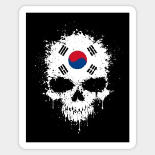 Chaotic South Korean Flag Splatter Skull Sticker